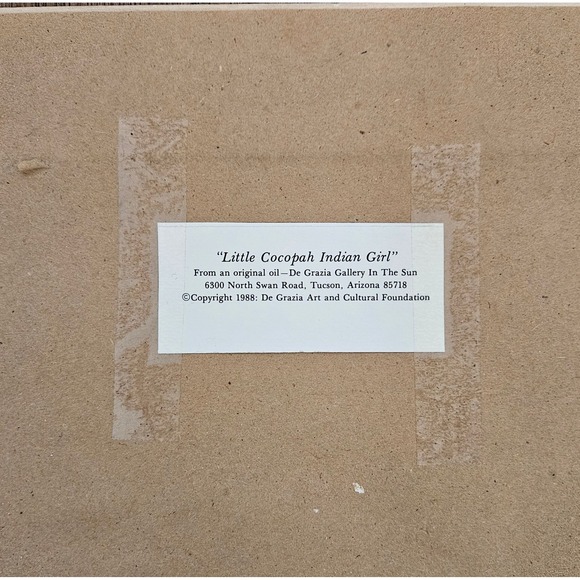 DeGrazia Little Cocopah Indian Girl Framed Print Art Flowers Wood Southwestern - Picture 5 of 10